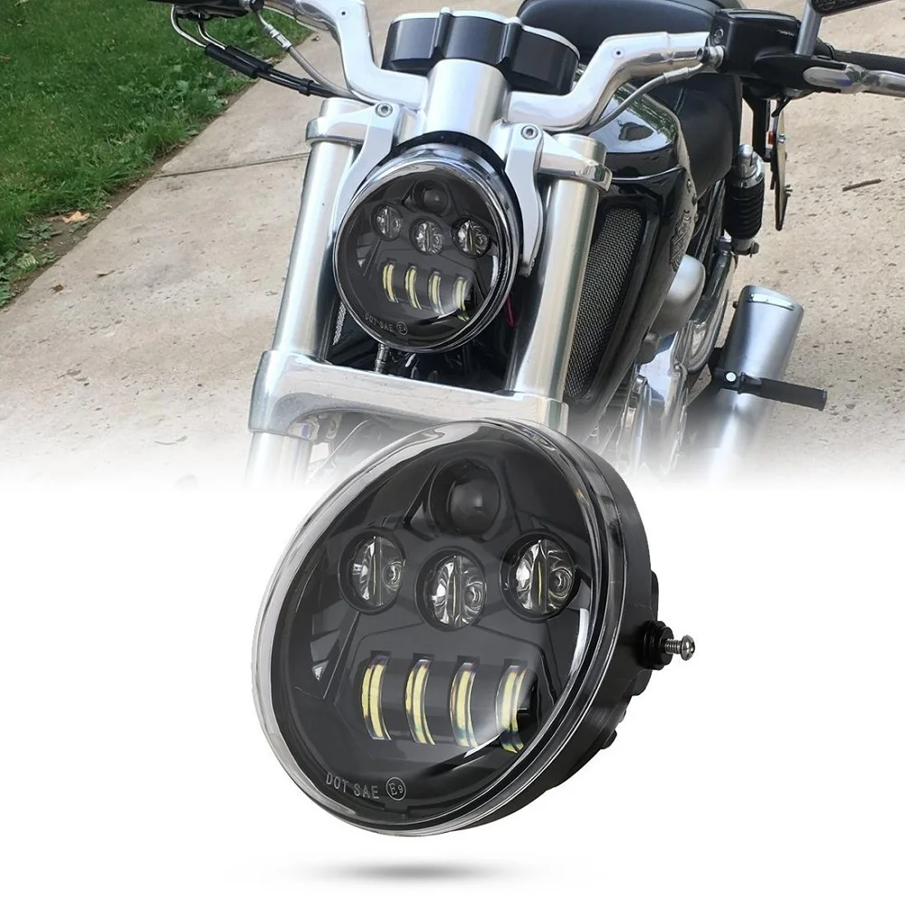 DOT VRSC/V-ROD LED Headlight With DRL Halo Ring Vrod Oval for Harley V Rod VRSCF VRSC VRSCR Headlamp |