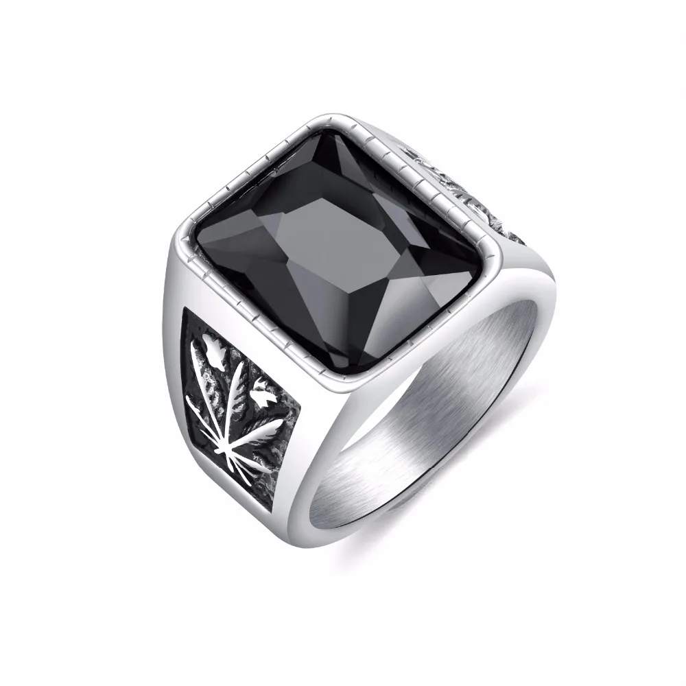 Seanuo 6 Colors Punk Stainless Steel Spark Crystal Men Party Ring Fashion Hiphop Rock Man Maple Leaf King Biker Motorcycle Rings | Украшения