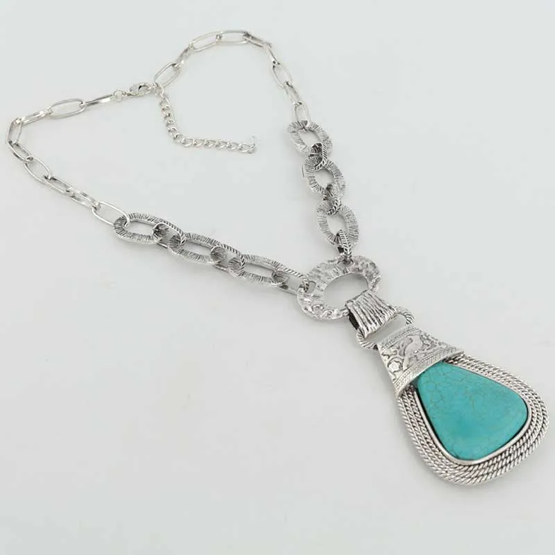 Летнее Брендовое модное большое бирюзовое ожерелье с подвеской в богемном стиле