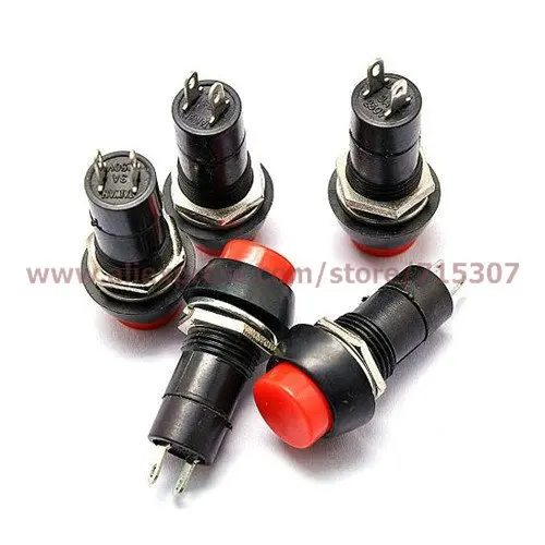 PHISCALE 20 шт. Красный кнопочный переключатель стандартное открытие 3 а/250 В без