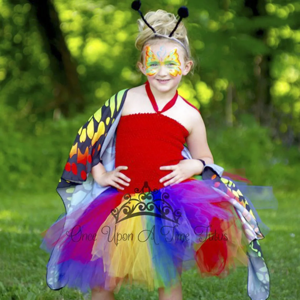 Halloween Butterfly Tutu Dress Little Kids Girls Bright Rainbow Birthday Party Dresses Children Christmas Thanksgiving Clothes | Детская