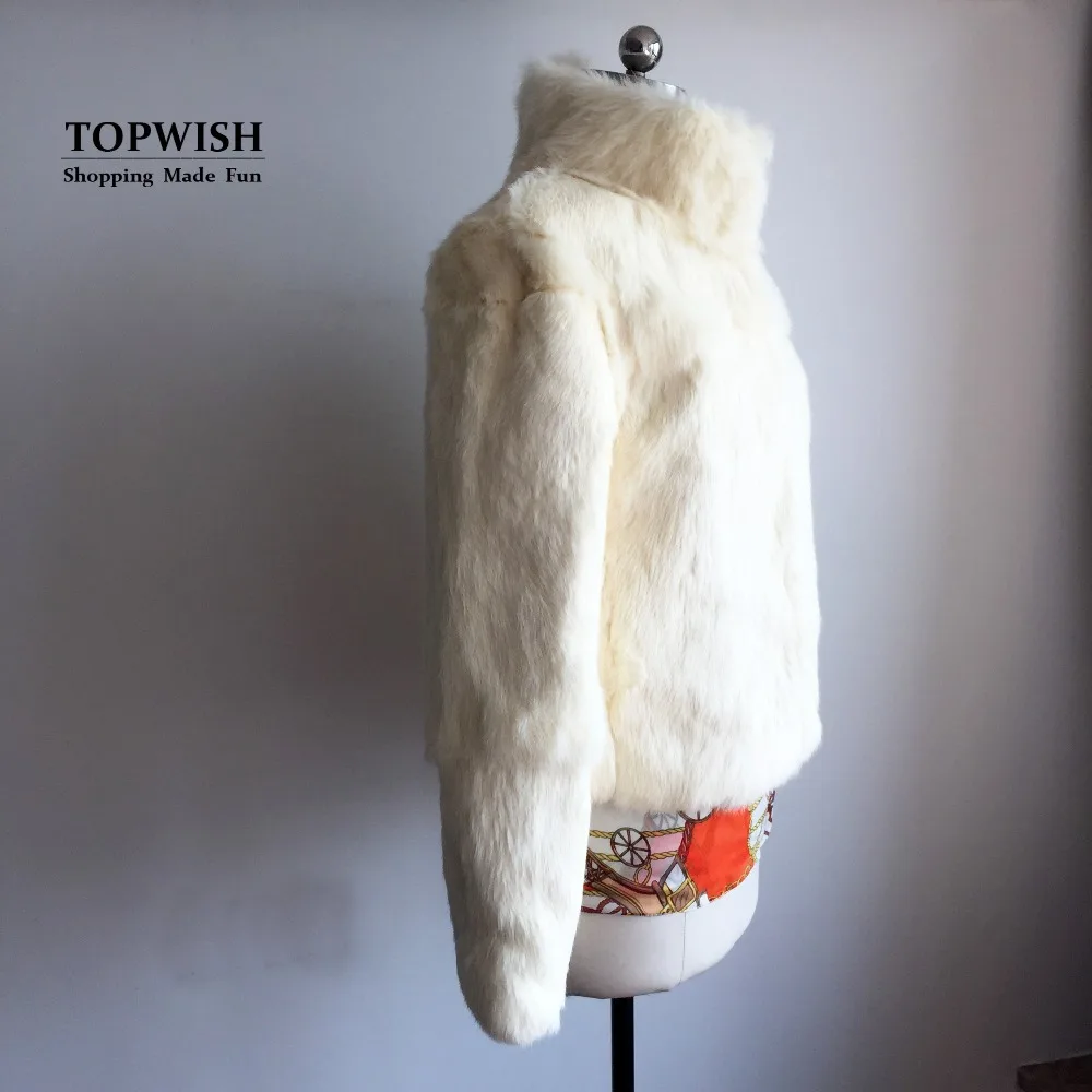 Куртка с кроличьим мехом и воротником мандарин Брендовая верхняя одежда из