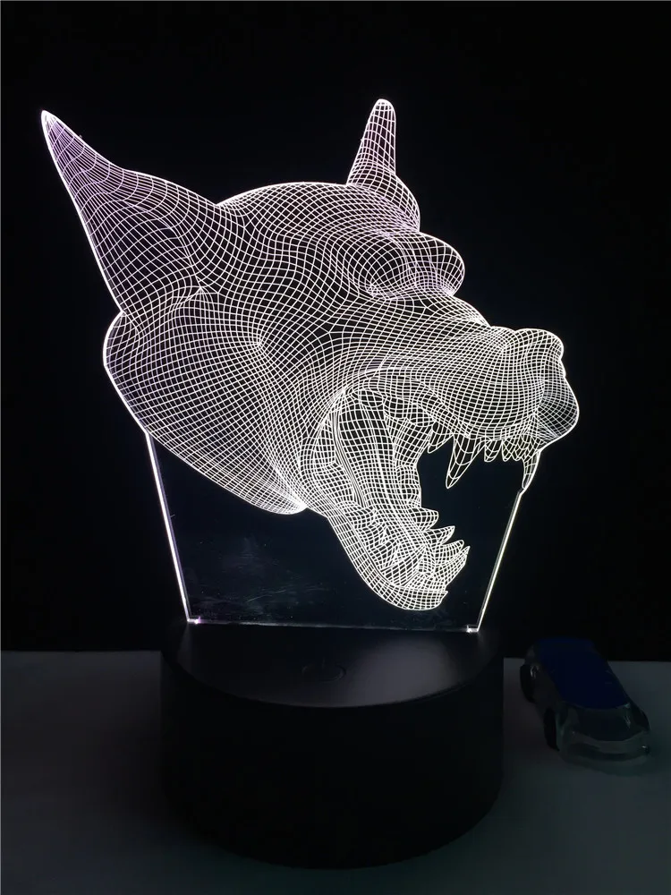 3D лампа в виде головы волка светодиодная RGB USB ночсветильник для настроения