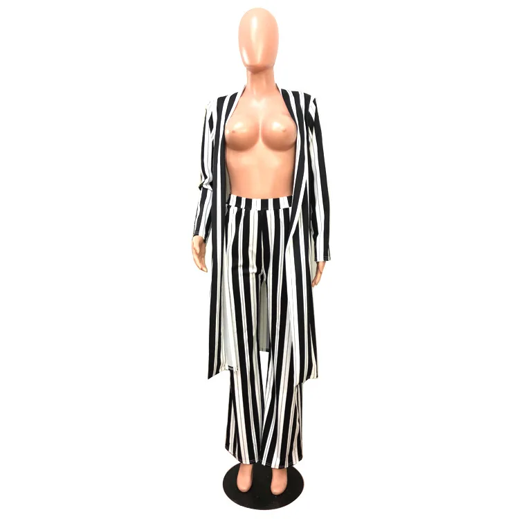 Черно белый комплект из 2 предметов в Вертикальную Полоску комбинезон с двумя