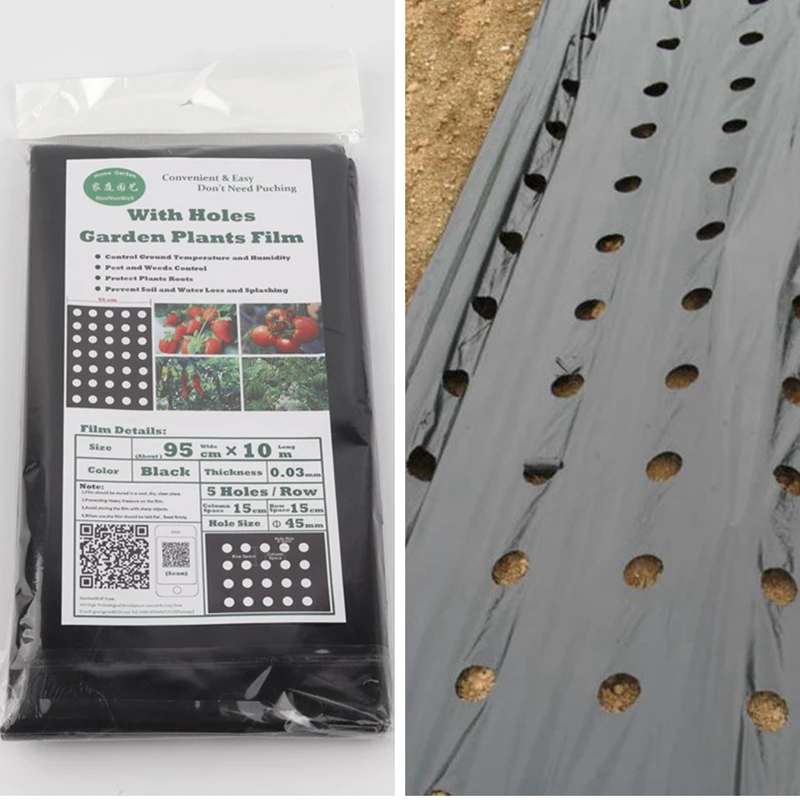 

Черная мульчирующая пленка 95x10 м 5 отверстий