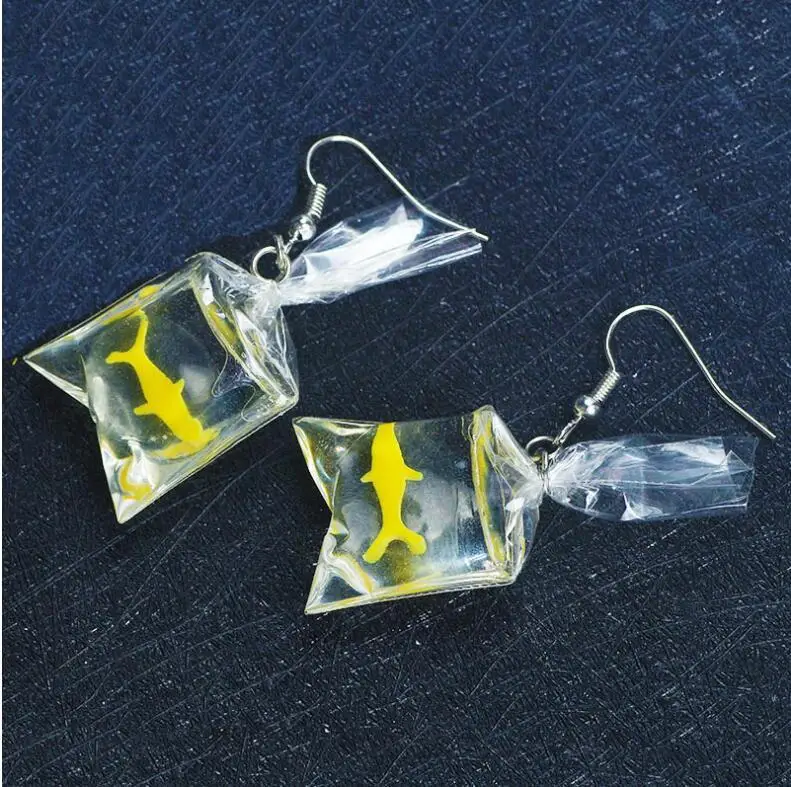 Забавные акриловые висячие серьги в форме рыбки полимерные преувеличенные