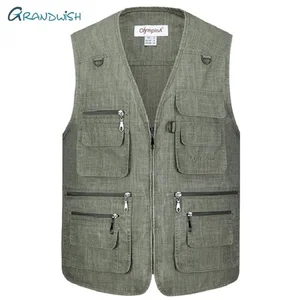 GrandwishНовые Летние повседневные Большой Размеры Olympina мужские синие жилеты Мужской без рукавов на Косой молнии удобные размера плюс Размеры XL-5XL,DA755
