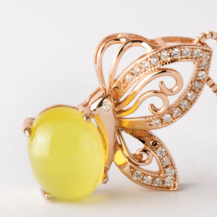 Кулон из натурального серебра Овальный 8 мм * 10 желтый и цветной светильник