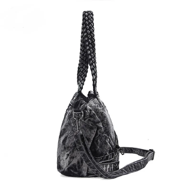 Повседневные Модные Плетеные синие дизайнерские винтажные женские сумки тоут