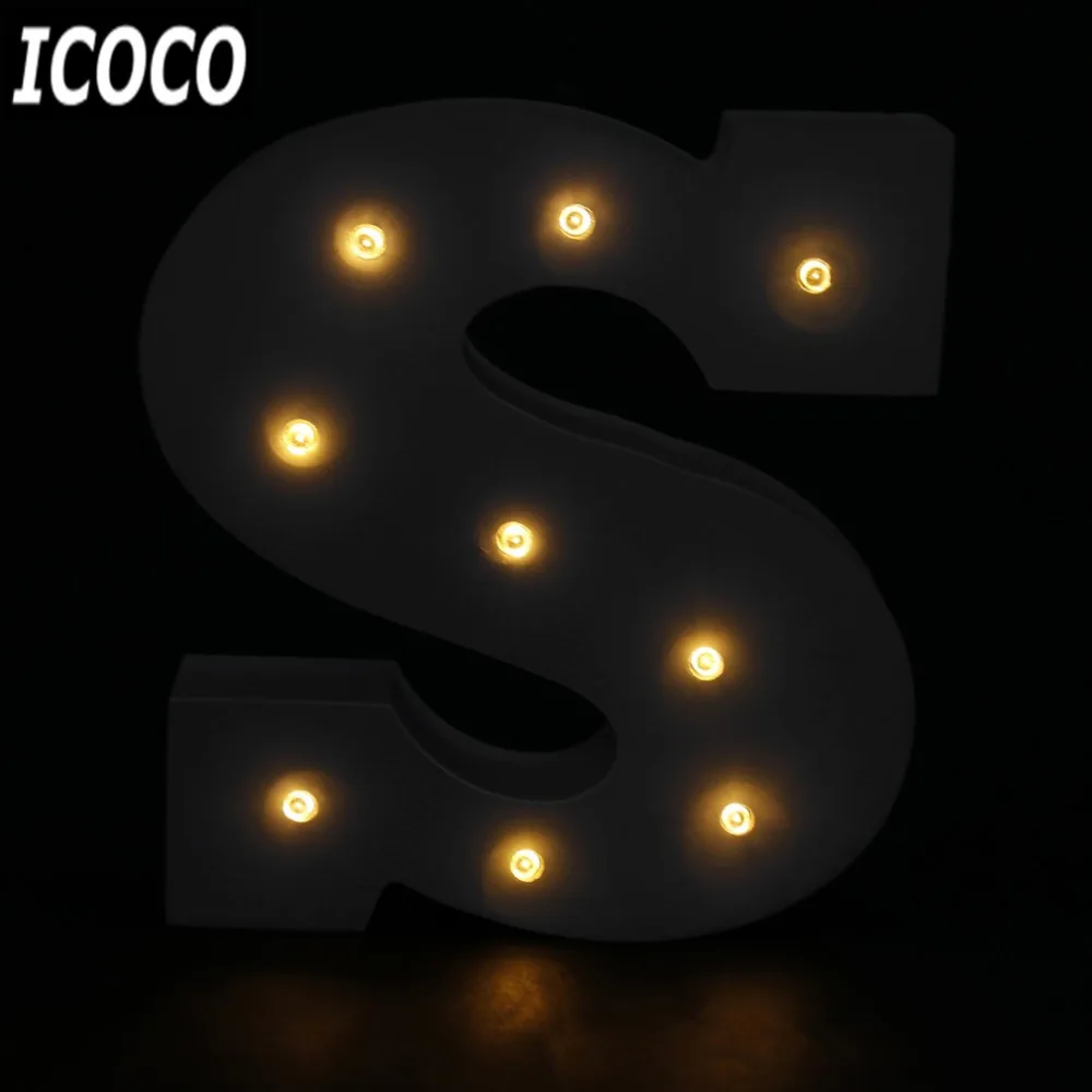 ICOCO новая деревянная 26 букв светодиодная ночнушка для фестиваля лампа вечеринки