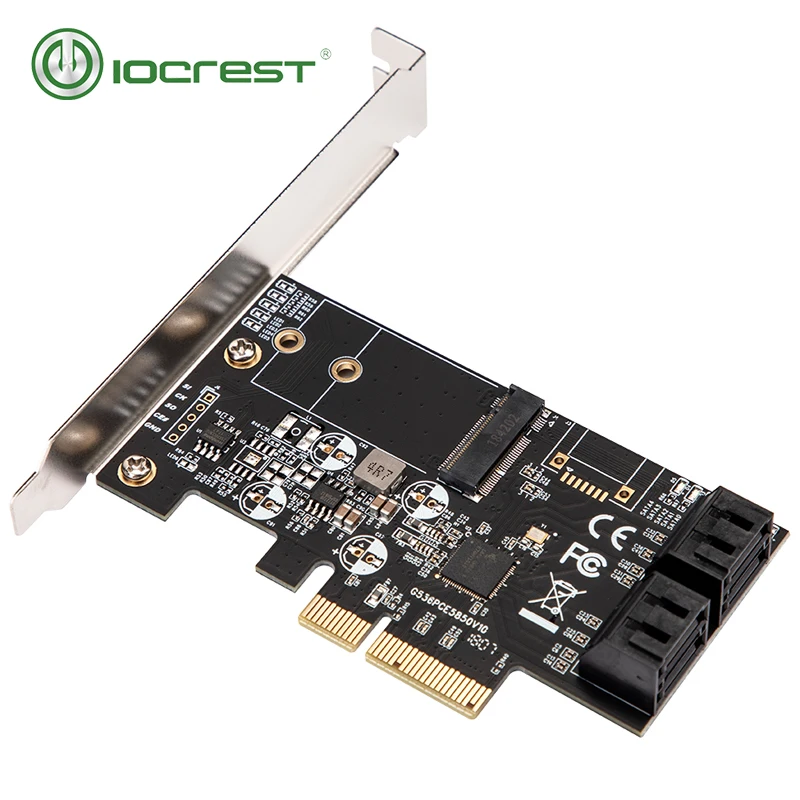Внутренний 4-портовый интерфейс IOCREST без Raid SATA III 6 ГБ/сек. с M.2 B-Key 22x42 Pci-E X4 Карта