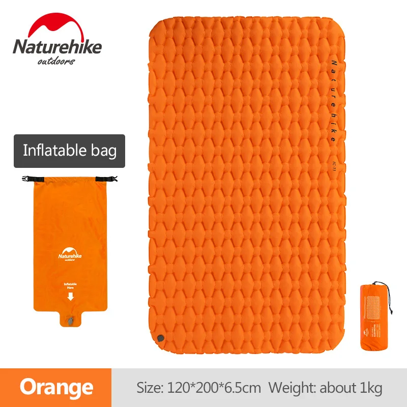 Orange mat n air bag Naturehike 2 человека спальный коврик для кемпинга надувной матрас влагостойкий портативный с воздушным мешком туристический коврик Сверхлегкий - Цвет: Orange mat n air bag