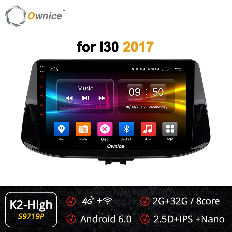 S9719 K2-High Ownice K1 K2 K3 K5 K6 DSP 360 panorama Android 9,0 Octa 8 ядерный для hyundai i30 автомобильный dvd-плеер Navi gps радио 4G LTE - Color: S9719 K2-High
