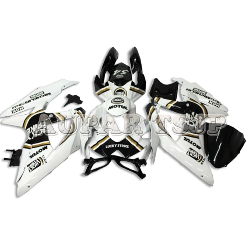 

White Black Lucky Strike Injection Cowling For Suzuki 2008 2009 2010 GSXR600-750 K8 GSXR750 GSXR600 08 09 10 ABS Plastic Fairing