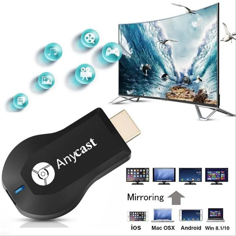 Anycast M2 Plus Miracast Chome литой беспроводной HDMI 1080p ТВ адаптер Wifi Дисплей зеркало приемник