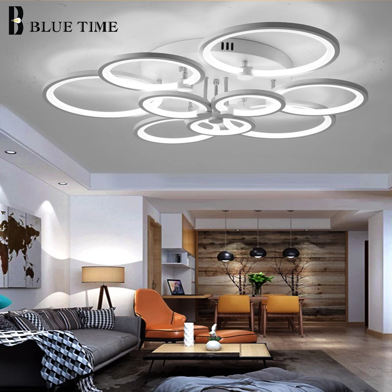 Современный светодиодный светильник синего цвета люстра для кабинета столовой