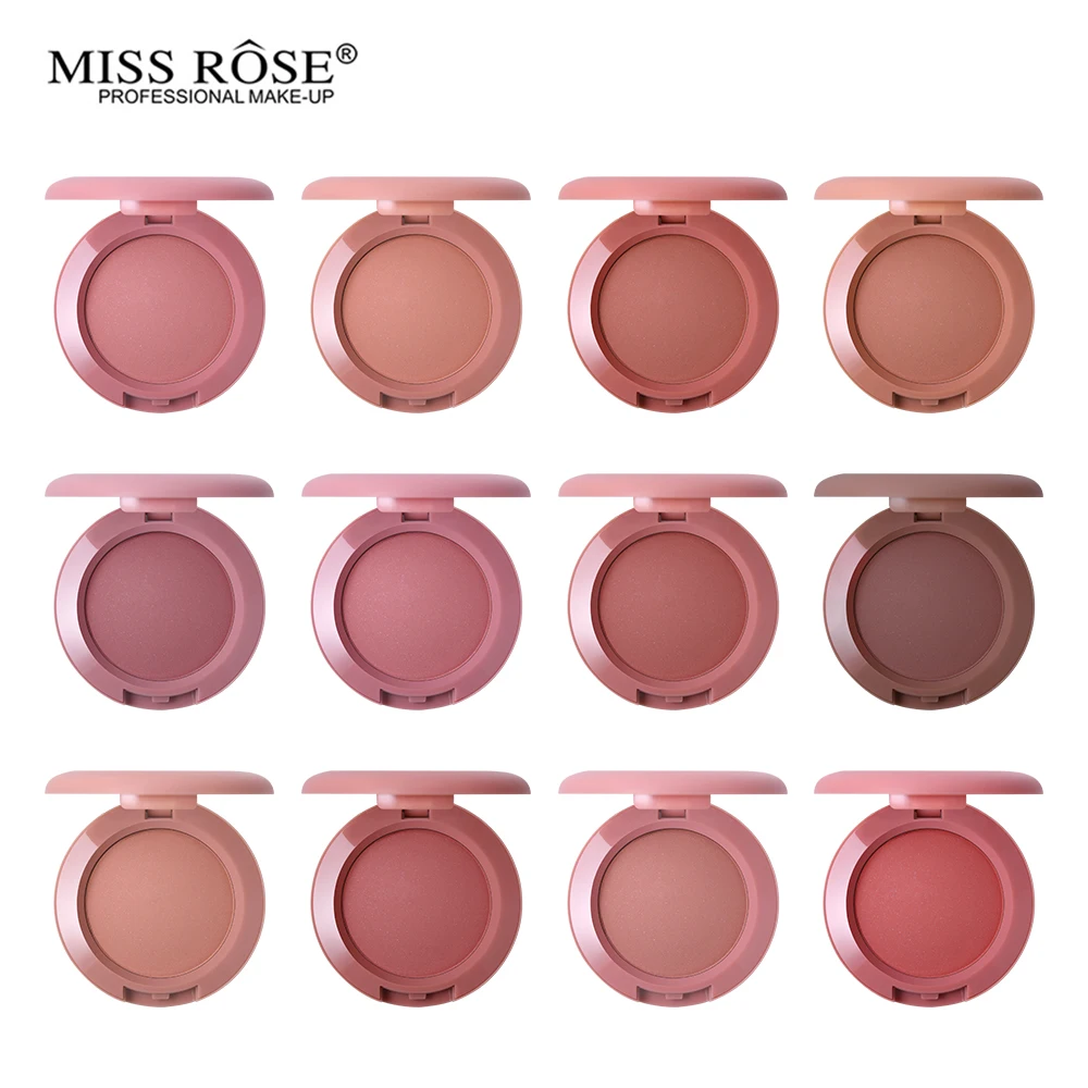 Набор румян Miss Rose 12 цветов нюдовые розы запеченные для щек палитра минеральная