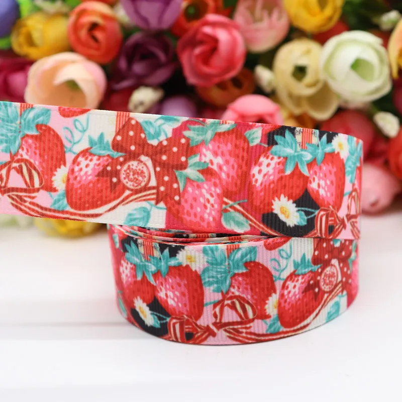 10 50 ярдов Grosgrain лента клубника торт печатная лента " 25 мм пробки для бутылок DIY ремесла аксессуары ручной работы M19070902 - Цвет: 10