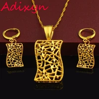 new arrival ethiopian jewelry set pendant necklaceearringjewelry 24k gold color geometric africaneritrea habesha women