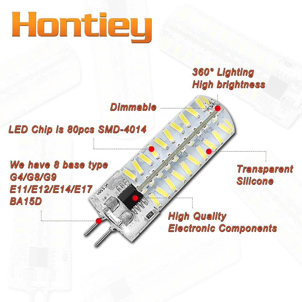 Hontiey мини светодио дный лампы силиконовые кукурузы 80 s SMD 4014 G4 G8 G9 E11 E14 E17 BA15D высокое