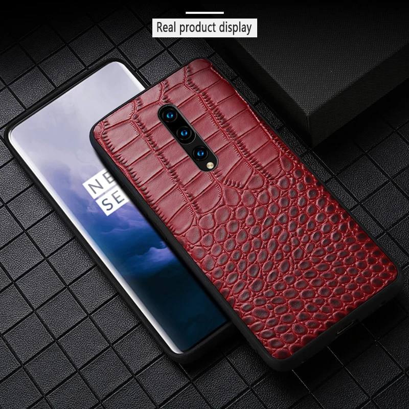 Для Oneplus 7 Pro Чехол для телефона из натуральной кожи с крокодиловым узором все