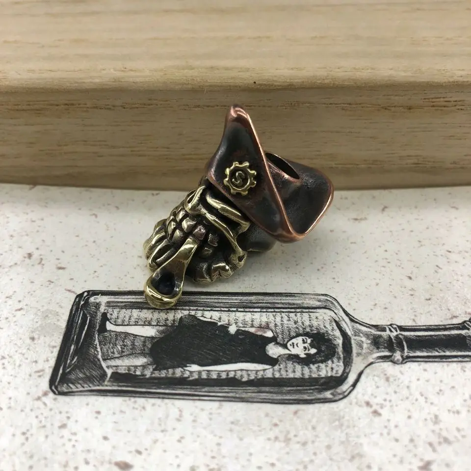 EDC нож бусины медная шляпа Латунная Труба Череп Бусы на шнурок Паракорд
