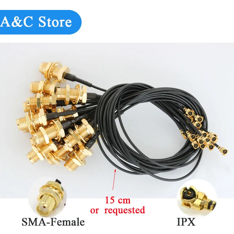 Assembly RG178 Pigtail Cable 1.13mm IPX to Female SMA