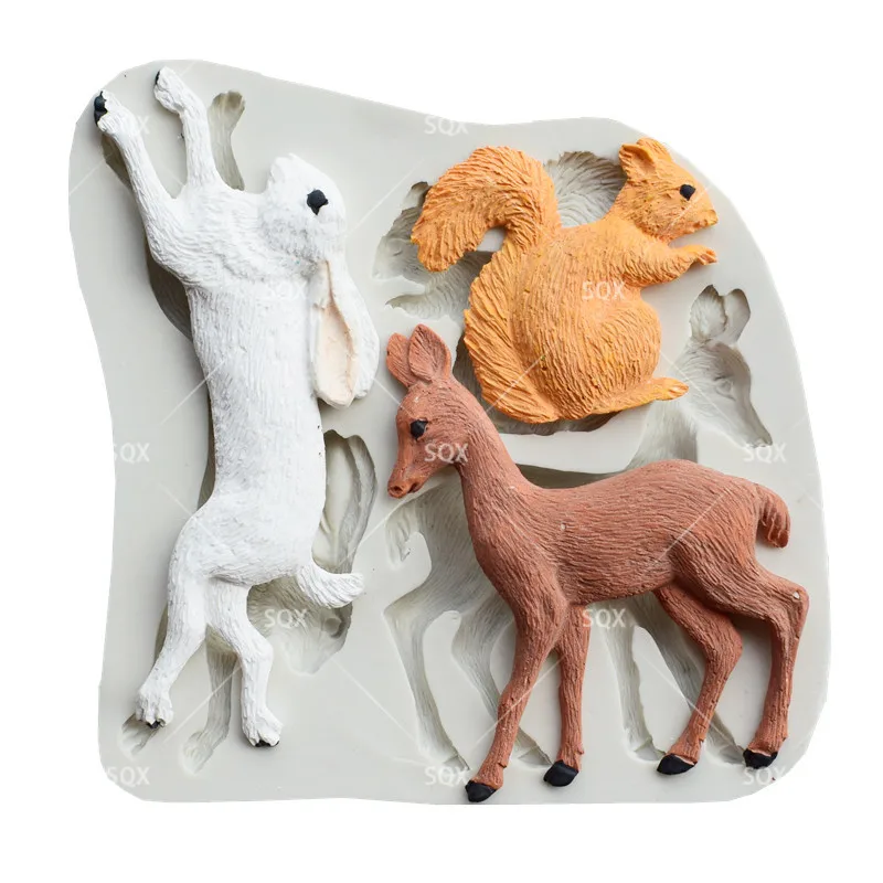 Силиконовая форма в форме белки/кролика/оленя силиконовая для помадки и сахара