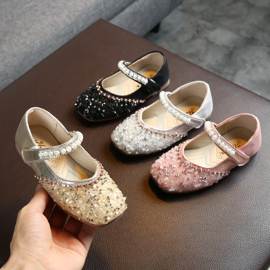 2019 Autumn Girls Shoes Princess Infant Kids Sneakers Baby Crystal Pearl Sequins Sandalias Zapatos Nino Tenis Infantil | Детская одежда