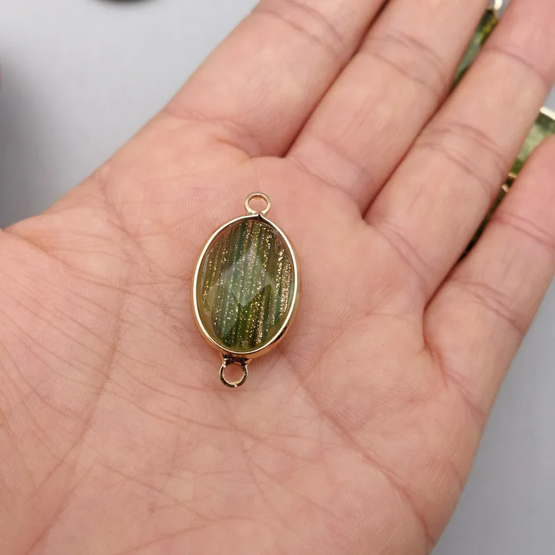 

Wholesale 12pcs fashion Synthesi green Quartz Stone Charms Necklace Connector Pendant for Bracelet DIY Jewelry Making