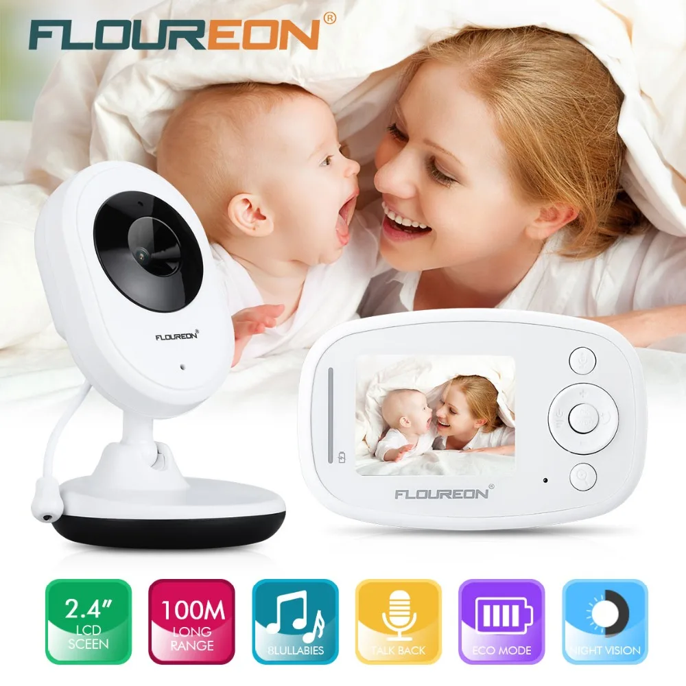 FLOUREON 2 4 ''цифровой беспроводной видеоняни и радионяни ЖК дисплей видео няня