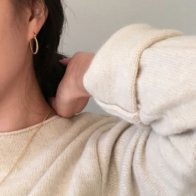 Женские серьги-кольца LouLeur элегантные круглые серьги из Кореи с серебристым