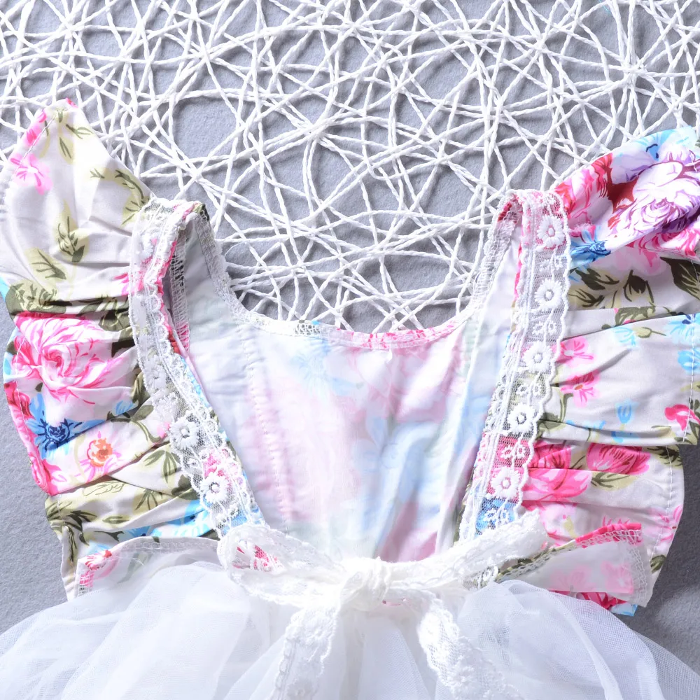 Baby Girl Summer Cute Lace Ruched Dress Floral Ruffled Princess Dresses Children Girls Clothing Set | Детская одежда и обувь