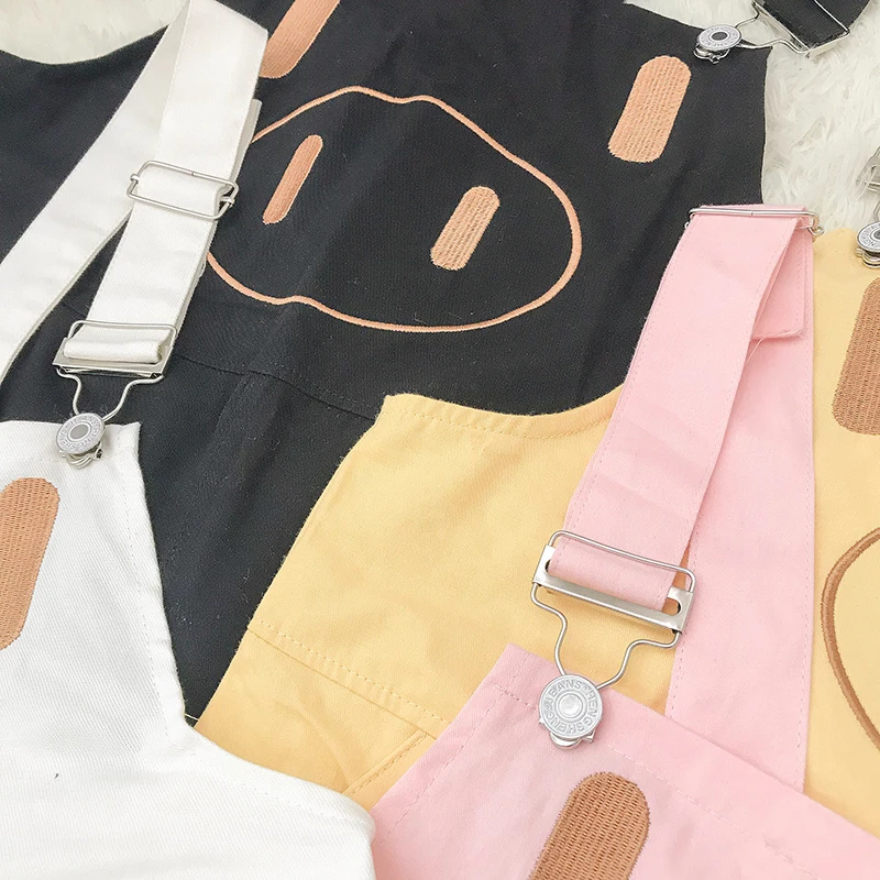 Японские милые животные розовые женский комбинезон Kawaii оборки для девочек комбинезоны милые свиньи брюки с вышивкой повседневные брюки