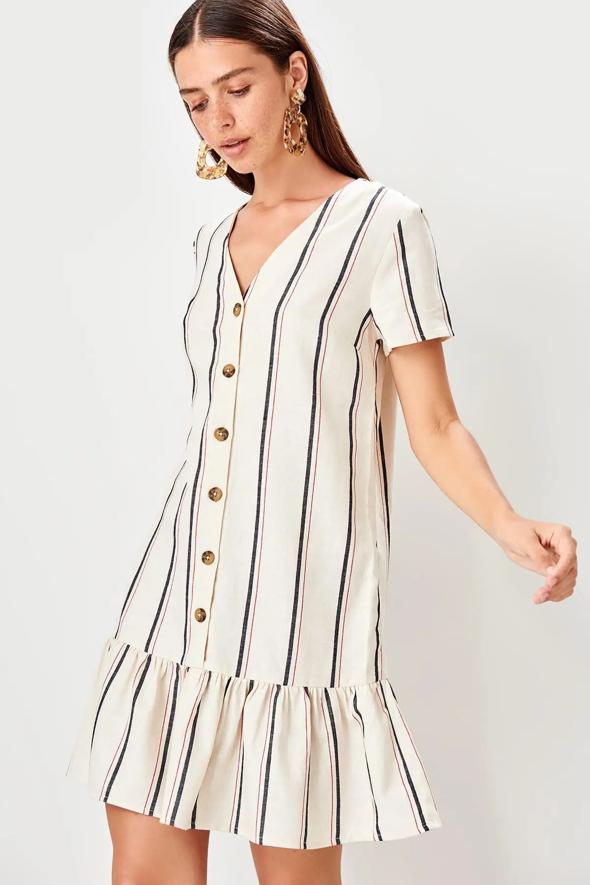 Trendyol Raw White Striped Dress TWOSS19EL0087 | Женская одежда