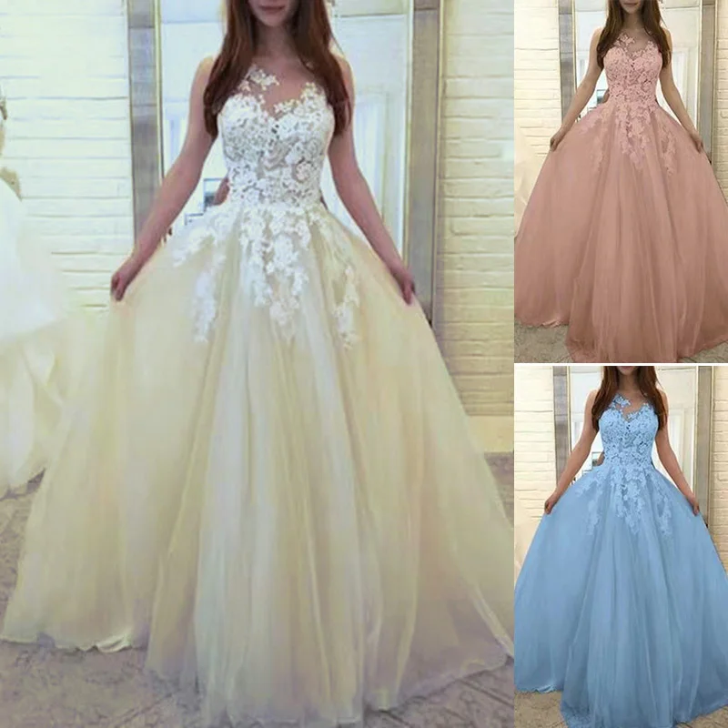 Женское платье без рукавов повседневное свадебное длинное кружевное + нейлон