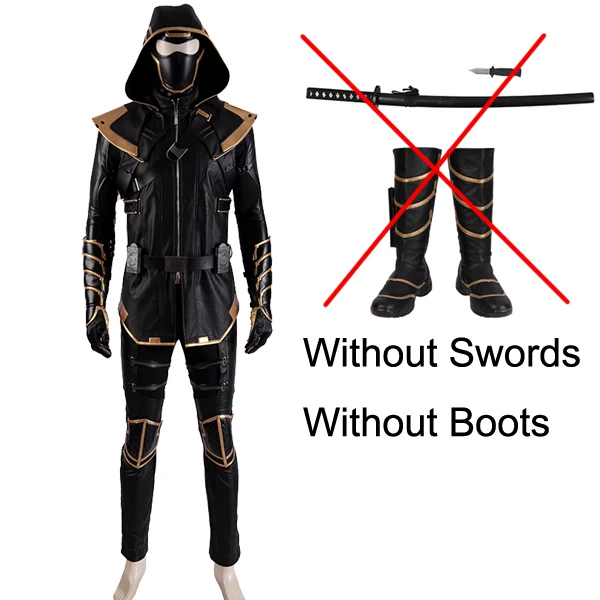 Without Boots Swords Эндгейм соколиный глаз косплей костюм Мстители Хэллоуин Карнавал Клинт Бартон Ронин черный костюм Необычные кожаные одежда с капюшоном на заказ - Цвет: Without Boots Swords