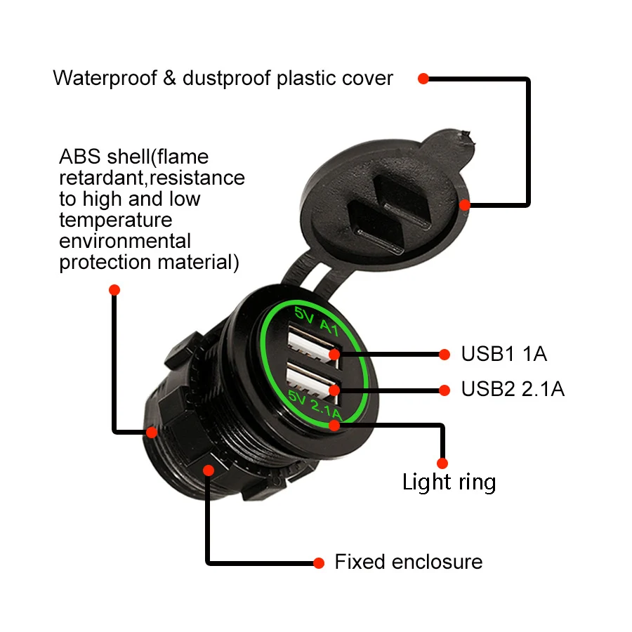 Gfoloza 3.1A USB зарядное устройство 12 24 в двойной порт мощность автомобиля Стайлинг