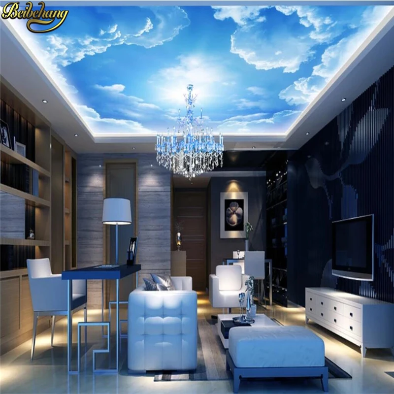 

beibehang photo wall paper Custom ceiling mural in the lobby large shopping malls woods blue sky theme room 3d mural wallpaper