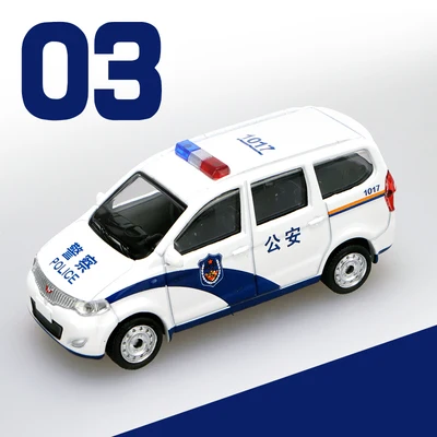 03 Моделирование 1: 64 Jetta Elan Wuling Hongguang Gold Cup, городское управление, Полицейская машина 01-24 модель автомобиля из сплава - Цвет: 03