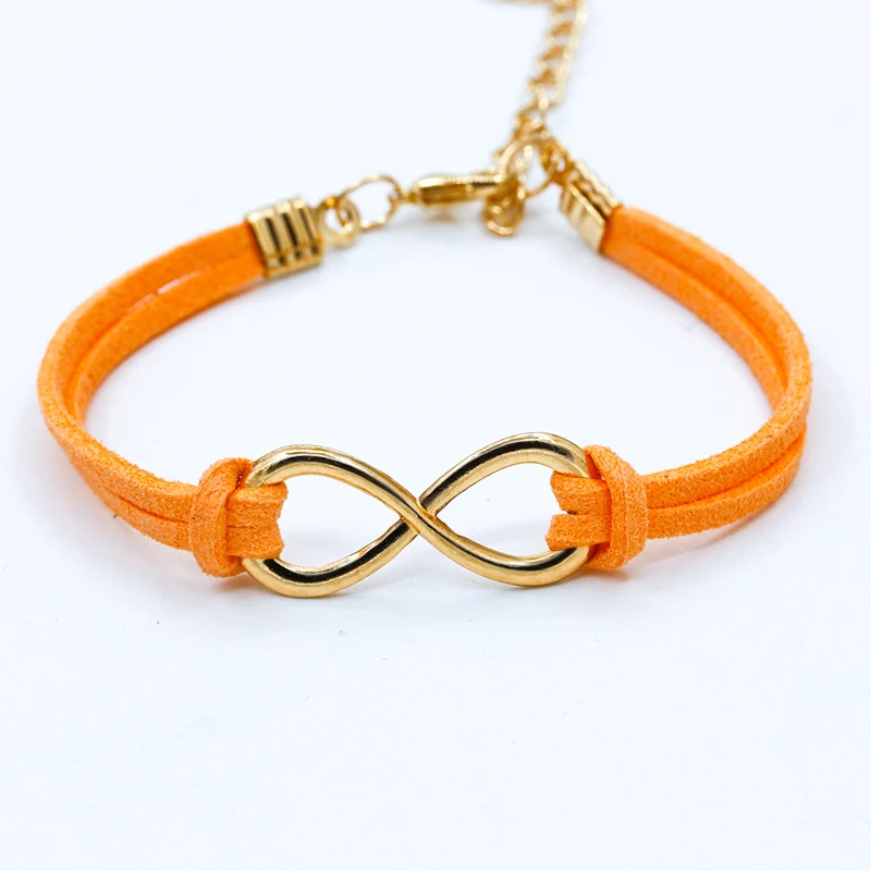 SUMENG New Arrival 12 Colors European Cheap Punk Fashion Vintage Infinity 8 Cross Leather Bracelets For Women Bangles Jewelry