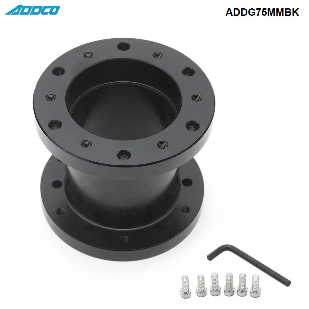ADDCO 75mm Billett Aluminium Steering Wheel Spacer Adapter Boss Kit Suits All Wheels  ADDG75MMBK