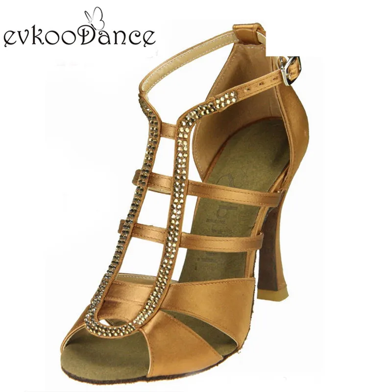 New Style Zapatos De Baile Comfortable Satin Latin Dance Shoes Women 10 cm High Heel Size Us 4-12 With Rhinestone NL152 | Спорт и