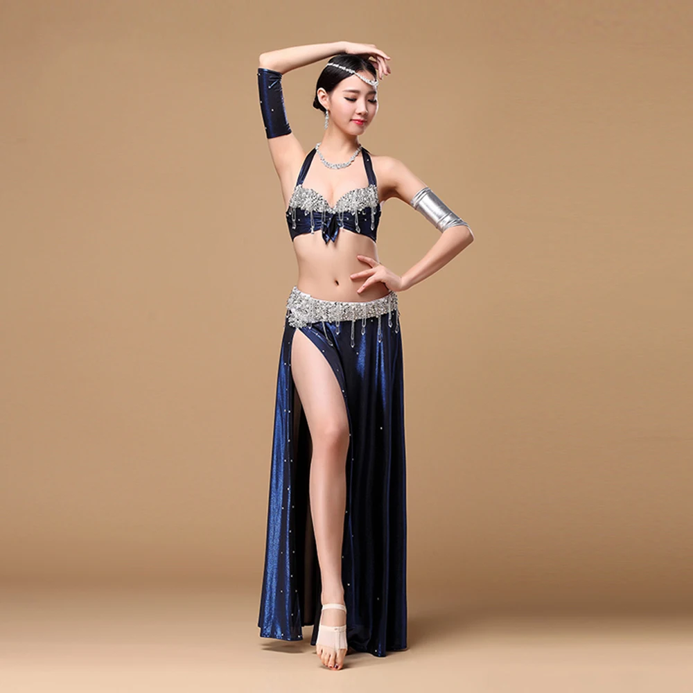 2017 New Stage Women Belly Dance Costumes 3pcs(Bra+Handsleeve+Belt) Tribal Danza Del Vientre Long Gypsy Genie | Тематическая одежда