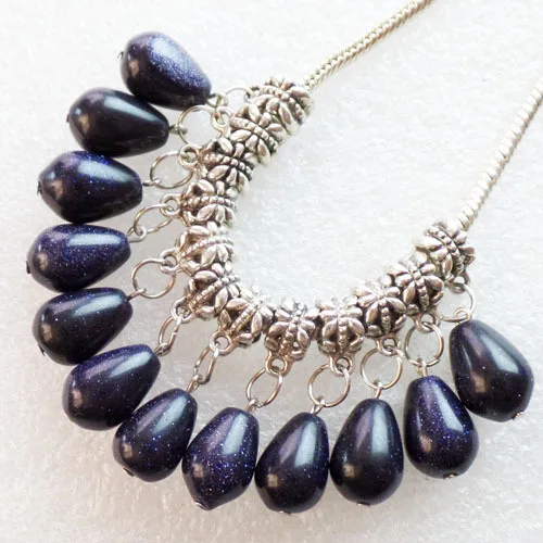 24 шт Синий Песок камень КАПЛЕВИДНАЯ Подвеска подходит европейский браслет