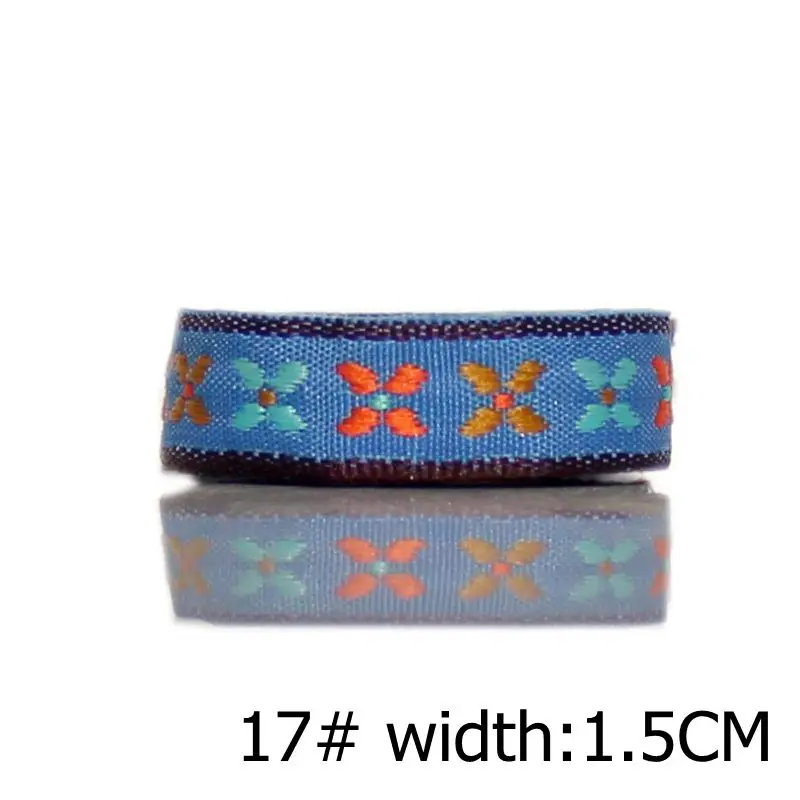 17 --1.5CM 8 ярдов/партия, Новое поступление, национальная жаккардовая лента для одежды, на заказ, сделай сам, ручная работа, для шитья, собачий ошейник, декоративные серьги, аксессуар, кружево - Цвет: 17 --1.5CM