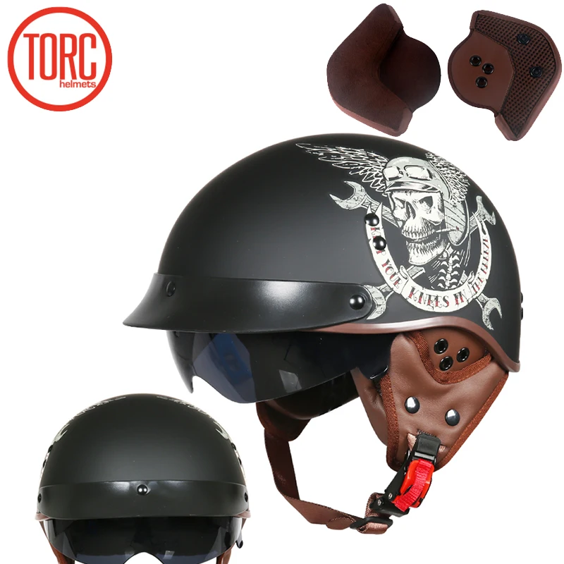 TORC Новое поступление винтажные мотоциклетные шлемы с половинчатым лицом Casco Casque