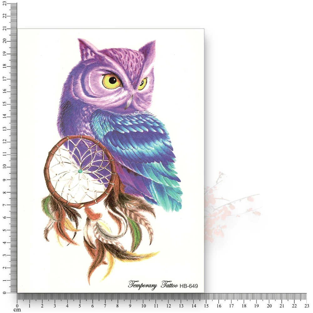 Искусственная временная татуировка переводной цвет птица Сова искусственная