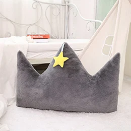 Grey crown Фэнтези желтая звезда Луна Корона сердце форма плюшевая подушка мягкая подушка для дивана стула подушка из искусственного меха кролика спинка для кормящих девочек - Цвет: Grey crown