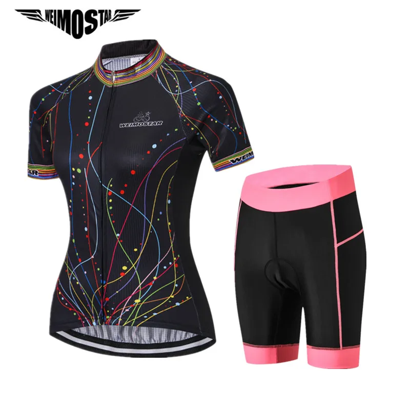 

Weimostar Summer Women Cycling Jersey Sets Breathable Bicycle Cycling Clothing Maillot Ciclismo Quick Dry Riding MTB Bike Jersey